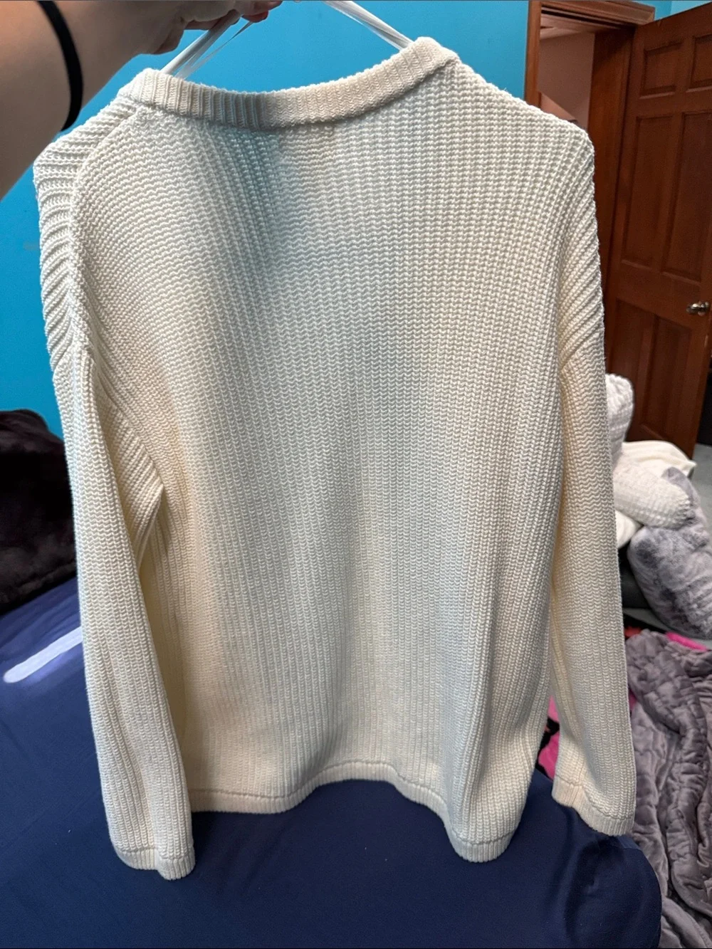 H&M Cream Ribbed Button-Up Cardigan - Picture 3 of 3